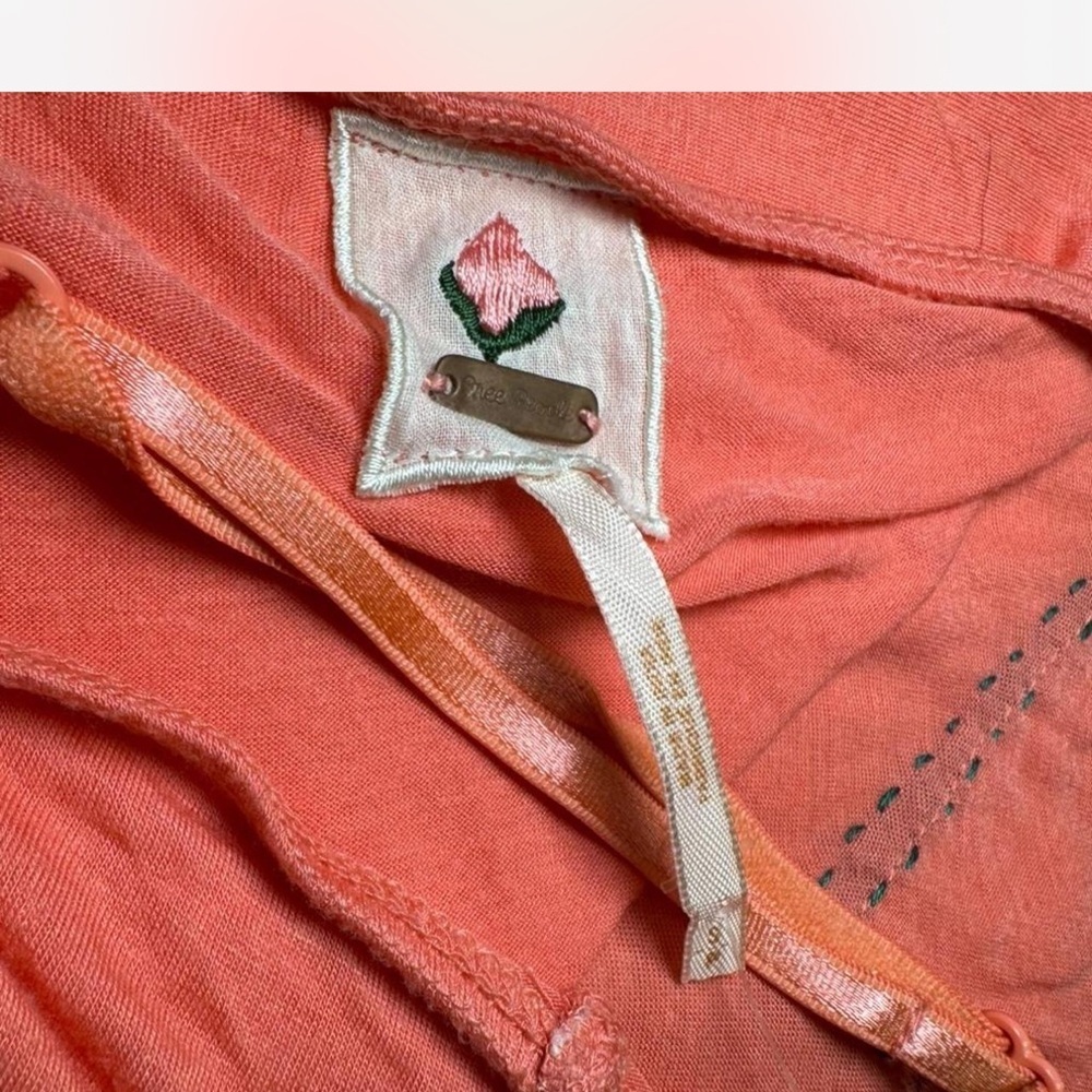 Y2K Free People Coral Tank Top with Floral Detail - Picture 5 of 7